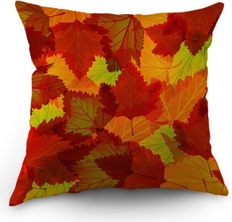 Moslion Maple Leaf Pillows Fall Throw Pillow Cover Autumn Leaves Maple Tree Pillow Case 18x18 Inch Cotton Linen Canvas Square Cushion Decorative Cover Happy Father's Day for Sofa Bedroom Orange - Image 1